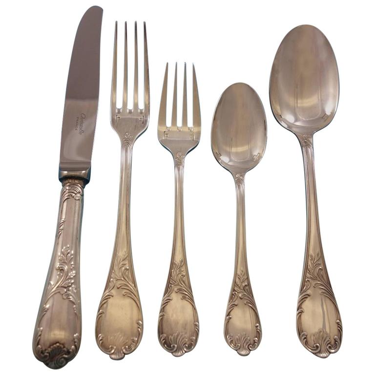Marly by Christofle French Silver Plate Flatware Set, Four Service, 20