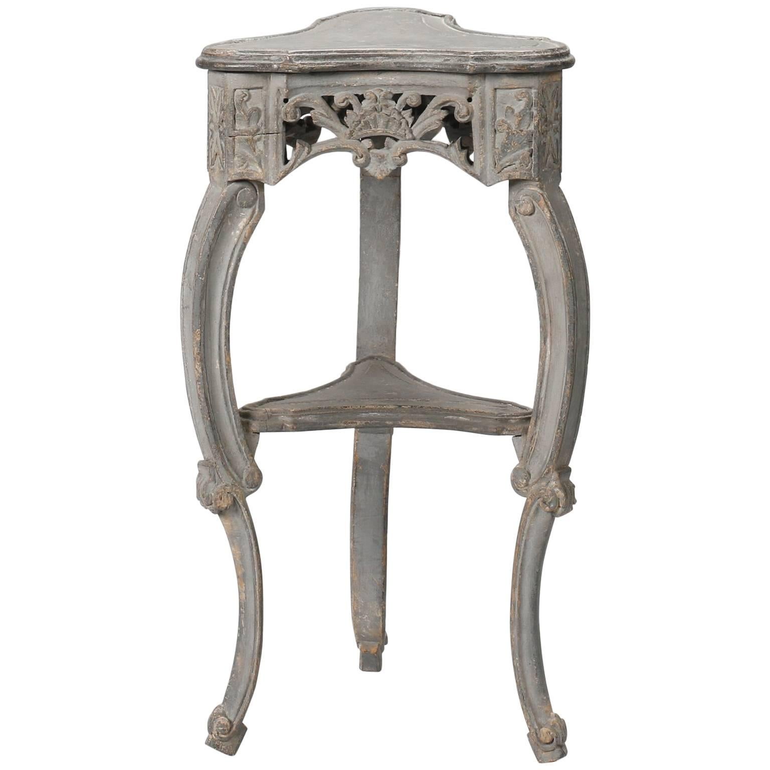 Small French Blue Grey Trefoil Side Table at 1stDibs