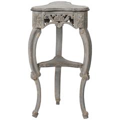 Small French Blue Grey Trefoil Side Table