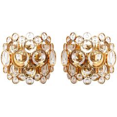 Gilt Brass Glass Sconces by Palwa, 1970