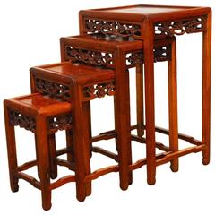 Nest of Four Chinese Rosewood Stacking Tables