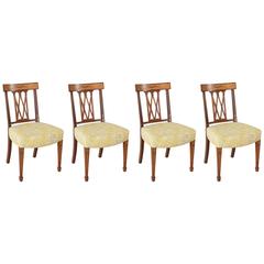 Set of Four 19th Century Italian Marquetry Walnut Side Chairs Dining Chairs 10