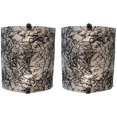 1960s Pair of Wall Sconces by De Majo Murano with Dynamic Black Glass Design 1