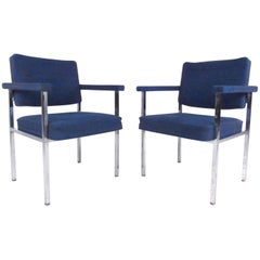 Retro Pair of Mid-Century Modern Chrome Armchairs