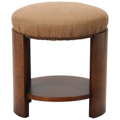 Art Deco Round Upholstered Stool