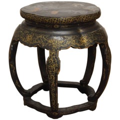 Chinese Black Lacquer Garden Stool Side Table