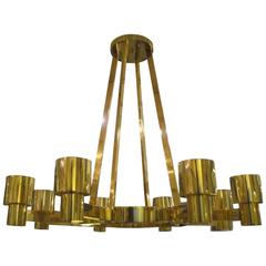 Custom Sculptural Brass Chandelier with Eight Arms 3