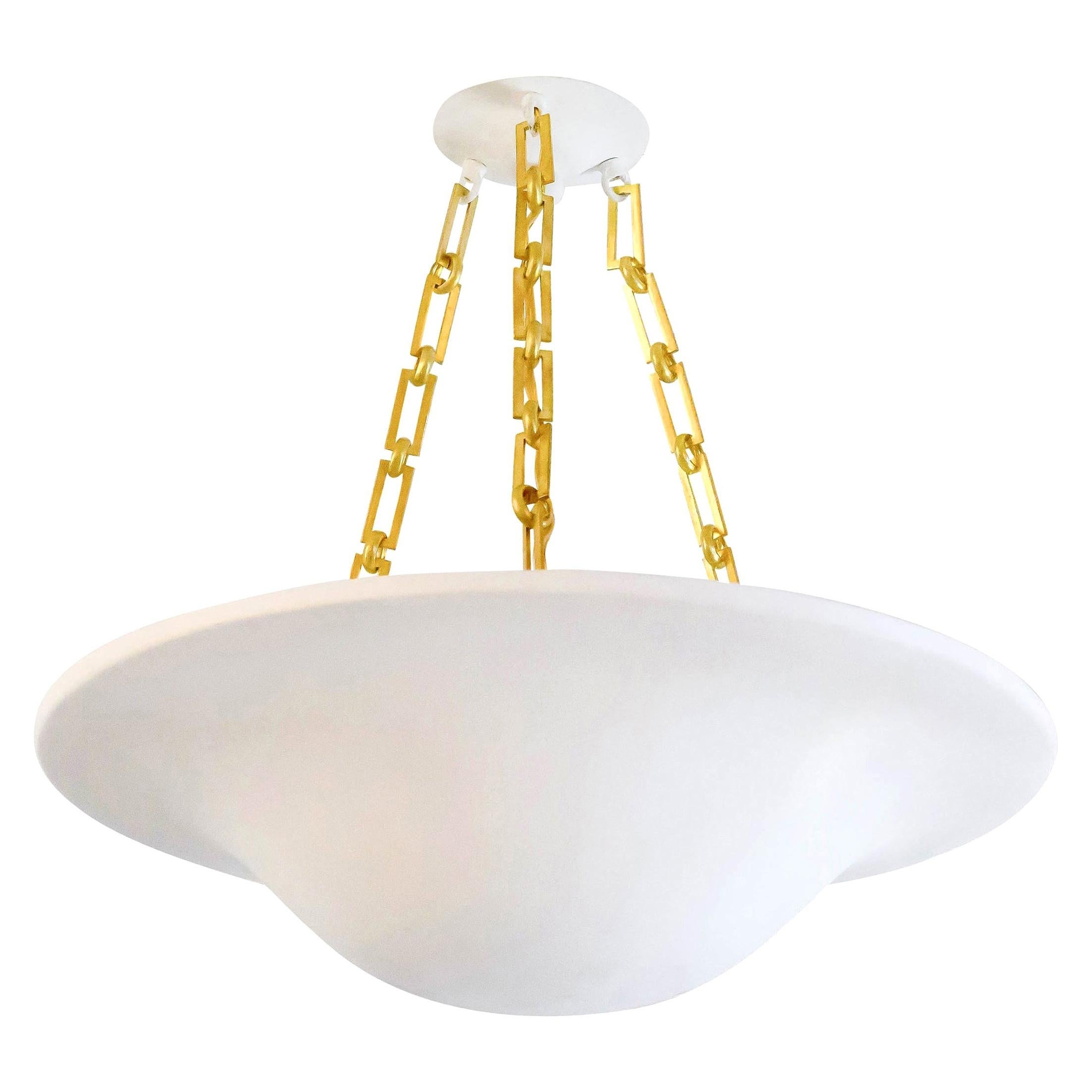 Custom Plaster Chandelier with Brass Chain For Sale