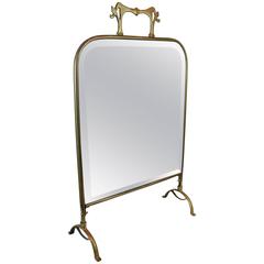 Art Nouveau Brass Freestanding Vanity Mirror