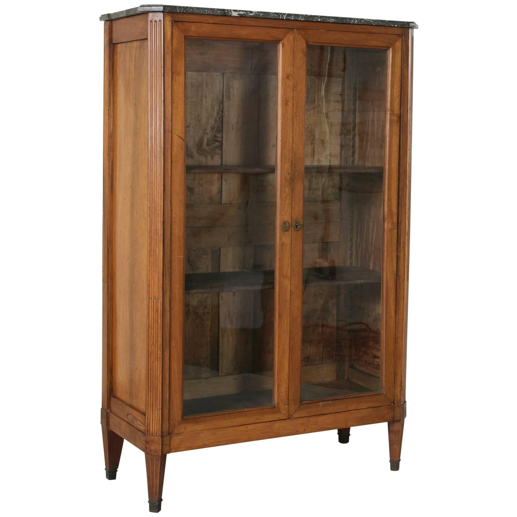 Early 19th Century French Louis XVI Period Walnut Bibliotheque Bookcase Vitrine