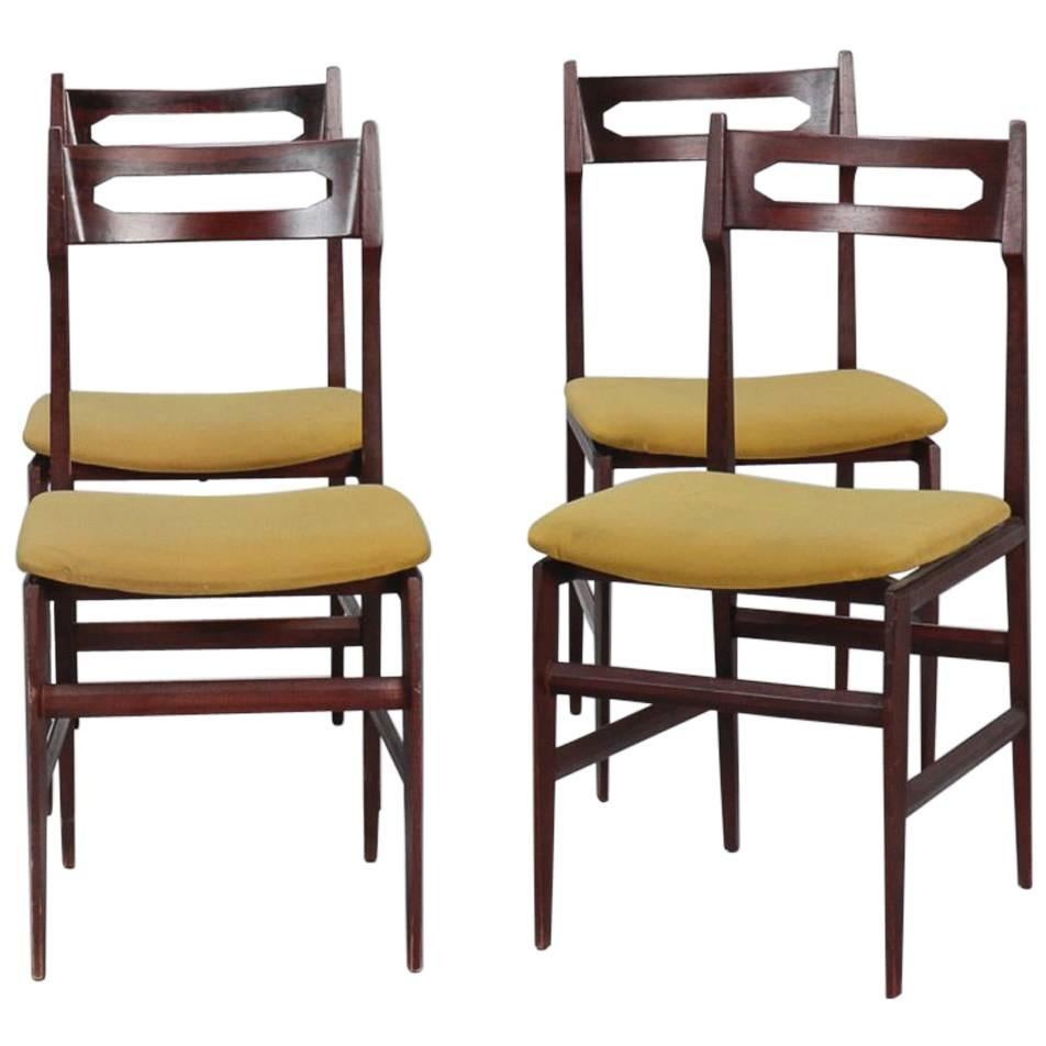 Set of Four Mid-Century Italian Frattini Style Chairs