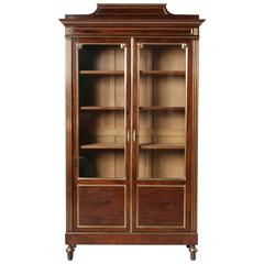 19th Century Louis XVI Style Mahogany and Bronze Bookcase Bibliotheque Vitrine 3