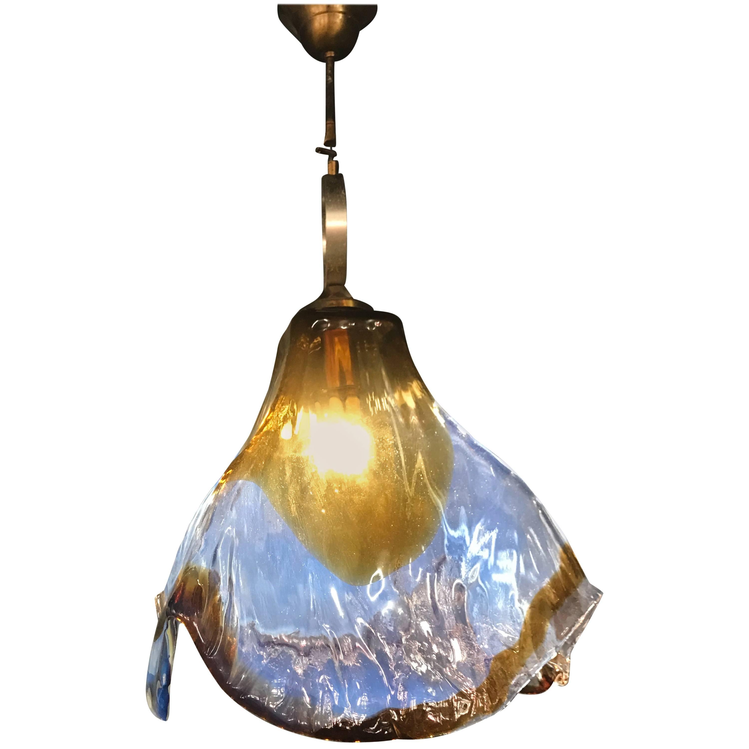 Mid-Century Modern Pendant Light by Mazzega in Murano Opalescent Glass