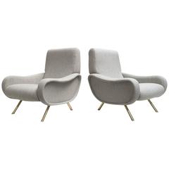 Superb Restored Zanuso 'Lady' Chairs, 1951, Early Wood Frames, Original Labels 1