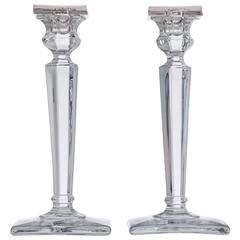 Coppia di candelieri in argento e vetro Art Deco, Birmingham 1921