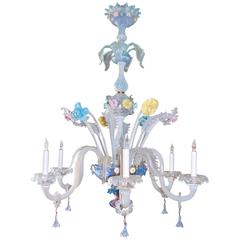 Early 20th Century Italian Venetian Six-Light Chandelier with Floral Sprays 8