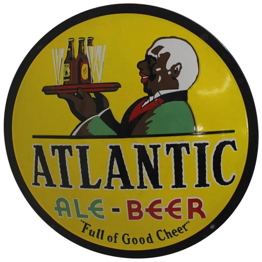 Original 1930s Porcelain Advertising Sign "Atlantic Ale Beer"