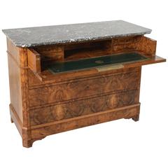 French 19th Century Bookmatched Walnut Louis Philippe Chest Commode Secretary