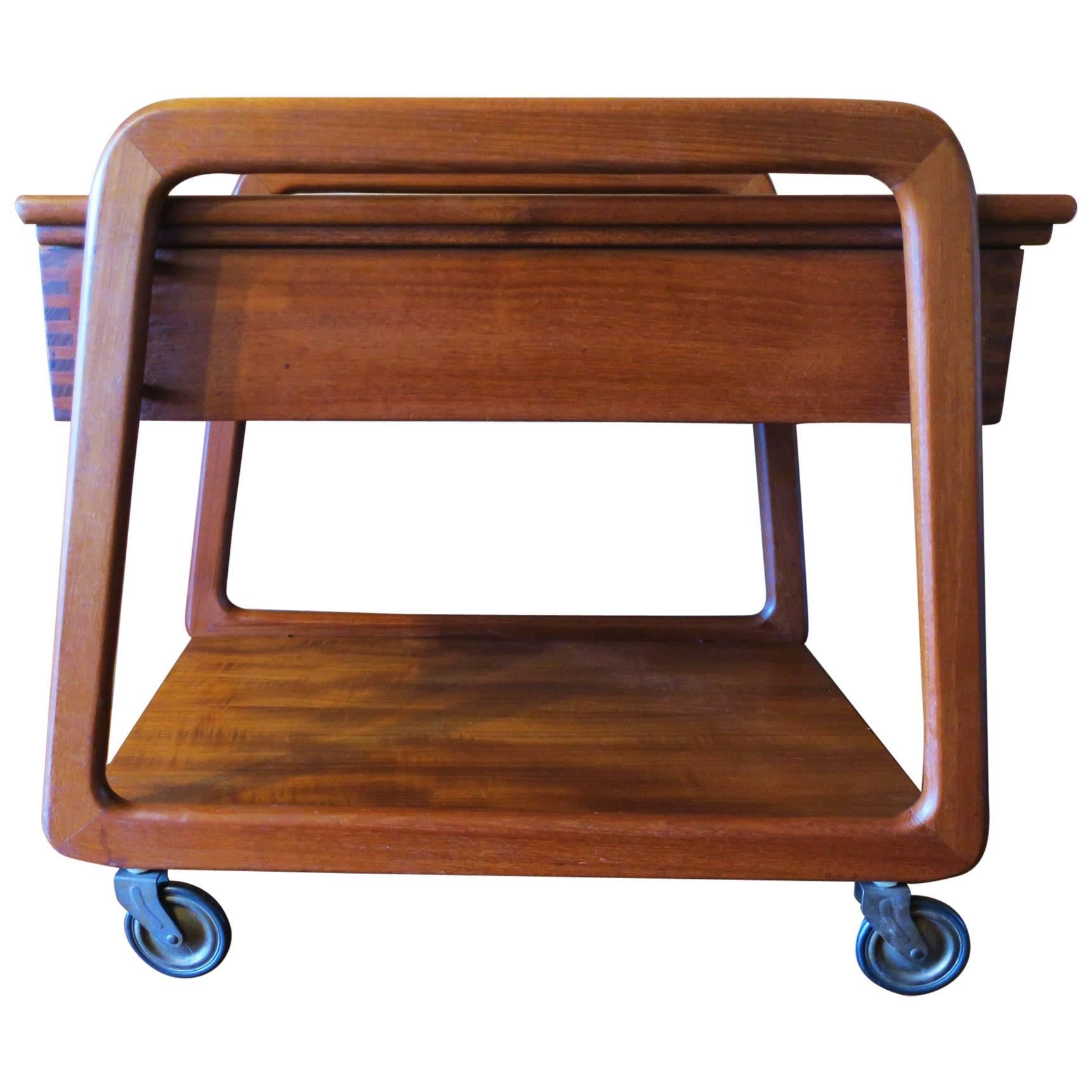 Danish Teak Trolley with Sliding Top For Sale