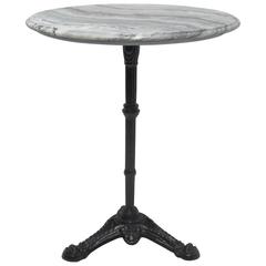 Antique French Cast Iron and Marble Bistro Table