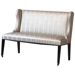 Custom Made Bench in Silver Faux Leather Upholstery with Front Casters 10