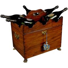 Rare George III Period Mahogany Box Cellarette and Bottle Stand