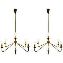 Pair of Brass Chandeliers, Robert Caillat, circa 1955 3