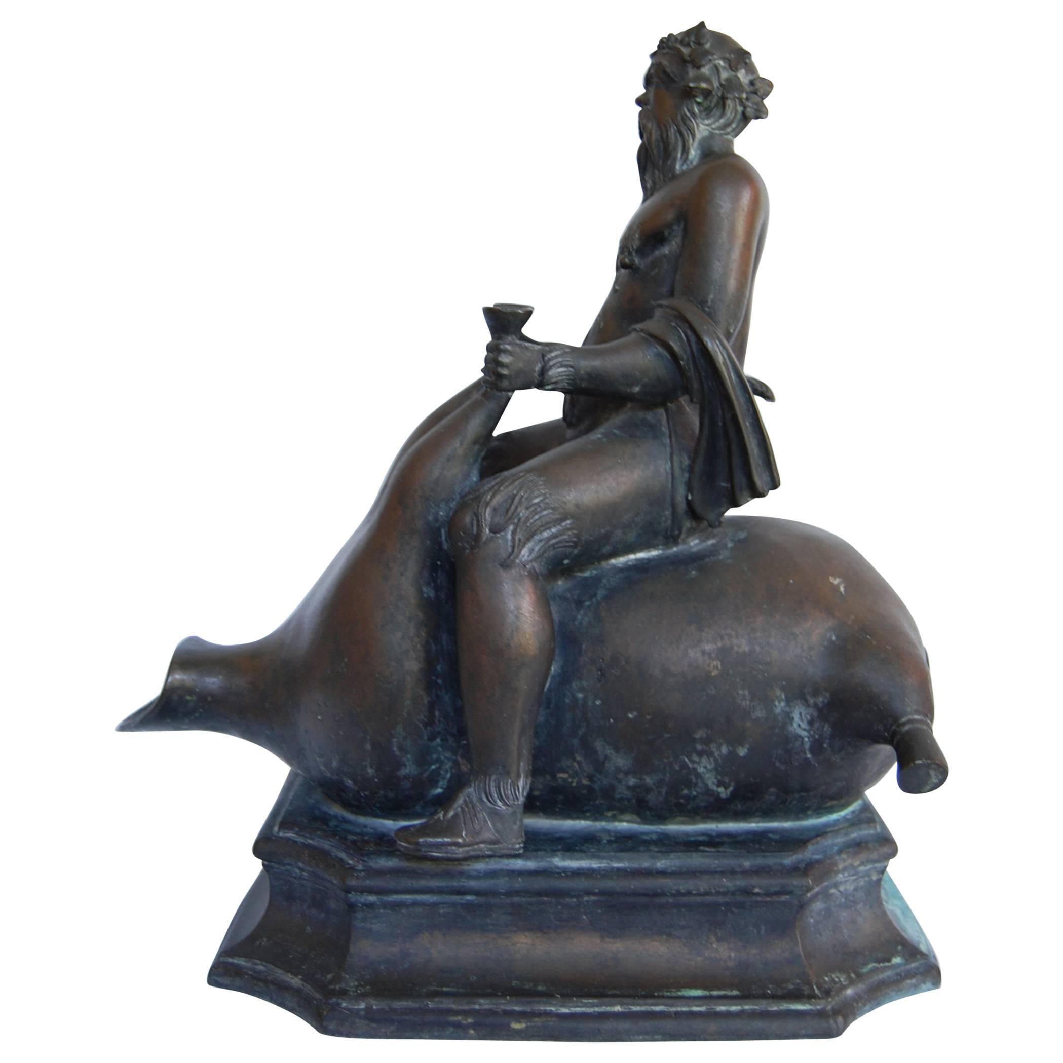 Bronze Fountain Head, "Silenus" 1896 Grand Tour Period by Sabatino De Angelis