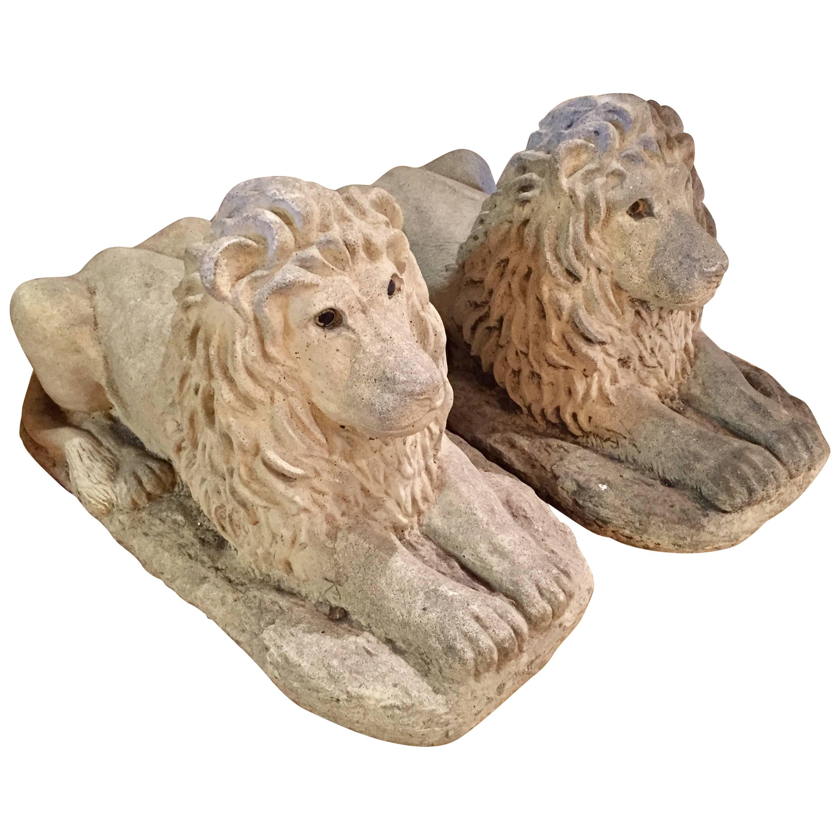Pair of English Stone Lions
