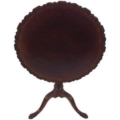 George III Mahogany Tilt-Top Tripod Table with Carved Pie Crust Edge