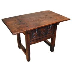 Antique Very Nice 18th Century Period Chestnut Spanish Side Table