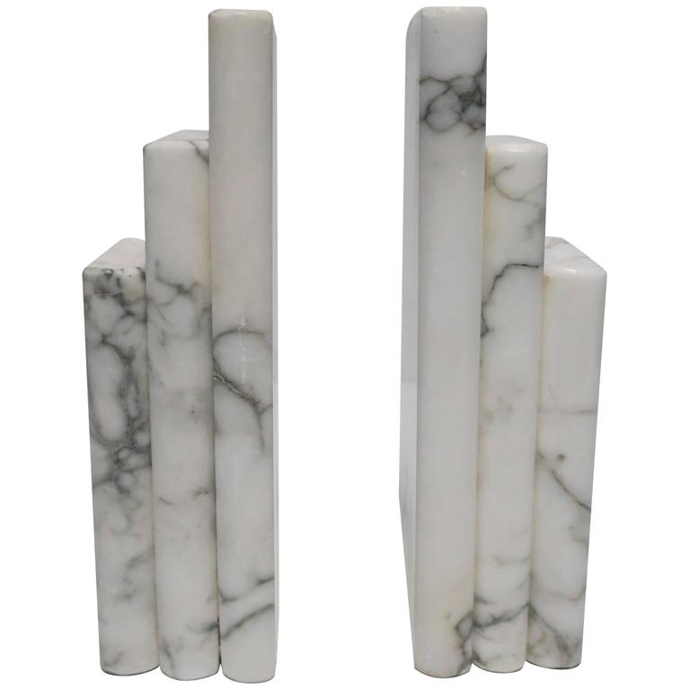 Indukala Sun and Moon Marble Bookends - Black, White, Brass main image 1