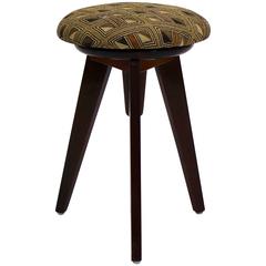 Prouve Style Stool with Vintage African Textile