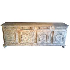 Substantial French 19th Century Enfilade with Scraped Grey Paint