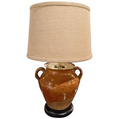 Provence Two Handle Oil Jar Adapted as a Lamp, Early 20th Century 5