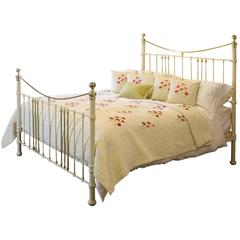 Antique Wide Brass and Iron Bed in Cream MSK37