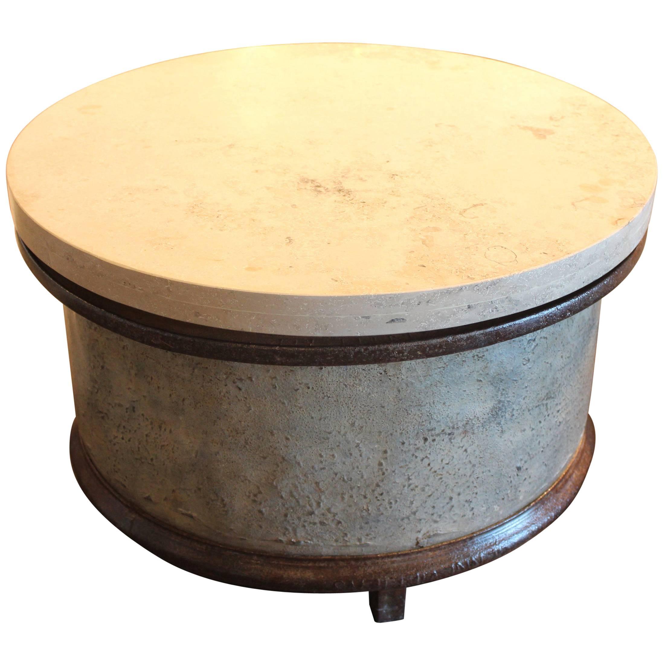 French Industrial Barrel with Jura Grey Stone Top