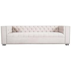 Mid-Century Diamond Tufted Lola Sofa in Beige Velvet 8