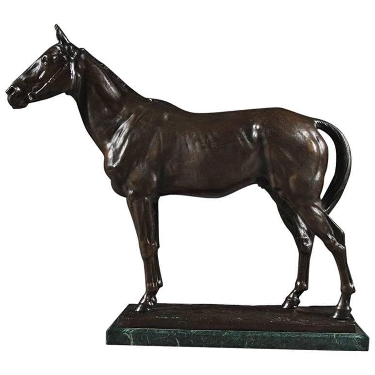 Fine and Large 20th Century Patinated Bronze Model of a Horse
