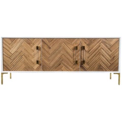 Amalfi Storage Credenza in Matte White Lacquer and Solid South American Walnut