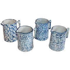 Collection of Four 19th Century Sponge Ware Milk Pitcher 2