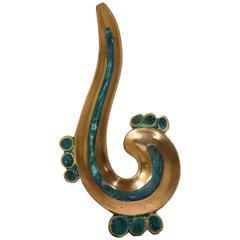Mid-Century Mexican Modern Pepe Mendoza Tray, Brass and Malachite