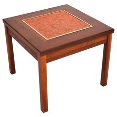 Brown Saltman Walnut Side Table with Enamel Top