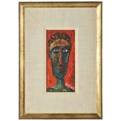 20th Century David Burliuk Neo-Primitive Portrait