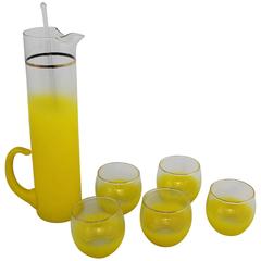 Blendo Sunshine Yellow Cocktail Beverage Set Retro Mid-Century Modern