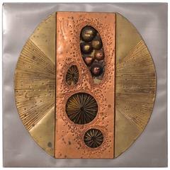 Abstract Metal Wall Sculpture Panel, USA, 1970s 8