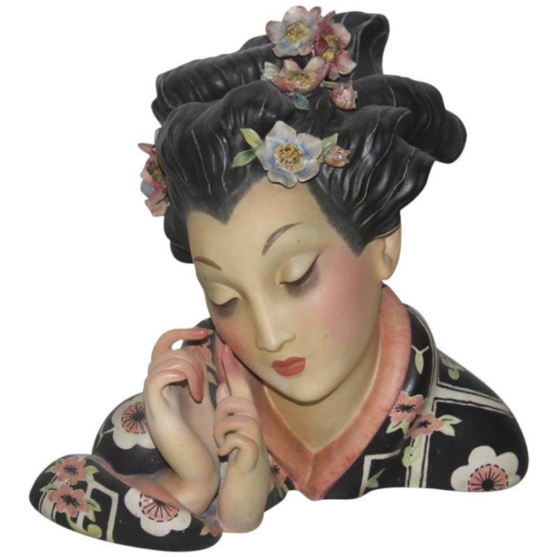 Large Ceramic Geisha Elcod, 1940 Cacciapuoti