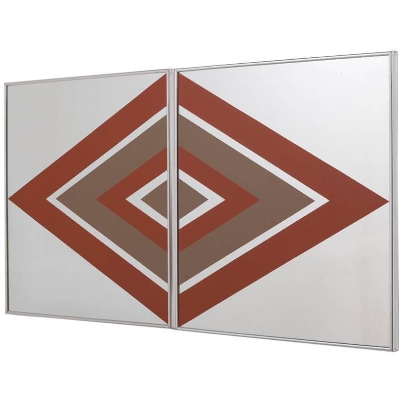 Two-Part Mirrored Wall Panel Sculpture, 1970s For Sale