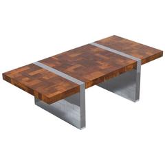 Burr and Chrome Paul Evans Cityscape Extendable Dining Table, 1970s 12