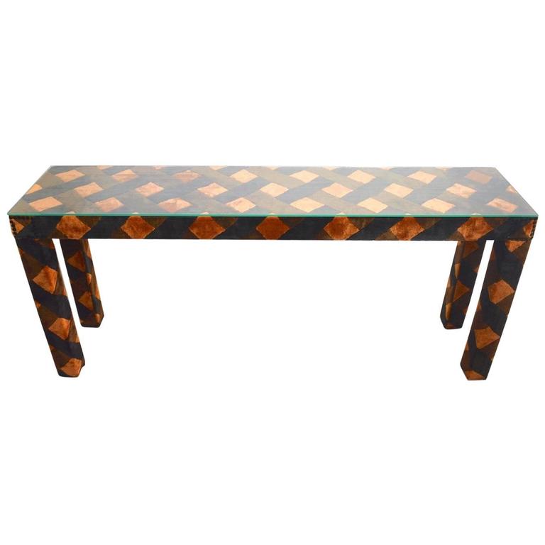 Upholstered Parsons Console Table For At 1stdibs Upholstered Parsons Console Table For